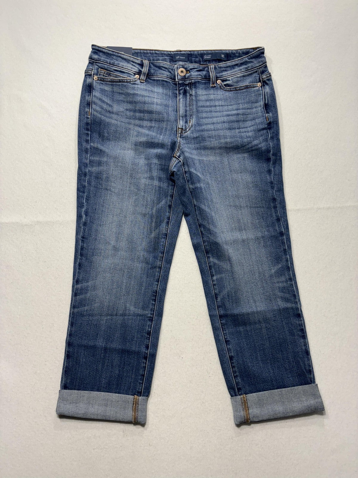 J. Jill Denim Jeans Womens 10P Blue Surfside Wash Relaxed Boyfriend Cuffed Ankle