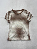 American Eagle Outfitters Shirt Womens Medium Brown Stripe Ringer Tee Stretch