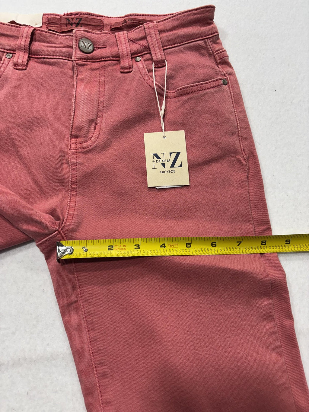 NIC+ZOE Jeans Womens 25 Red Mid Rise Straight Denim NZ Logo 5 Pocket 25x28.5