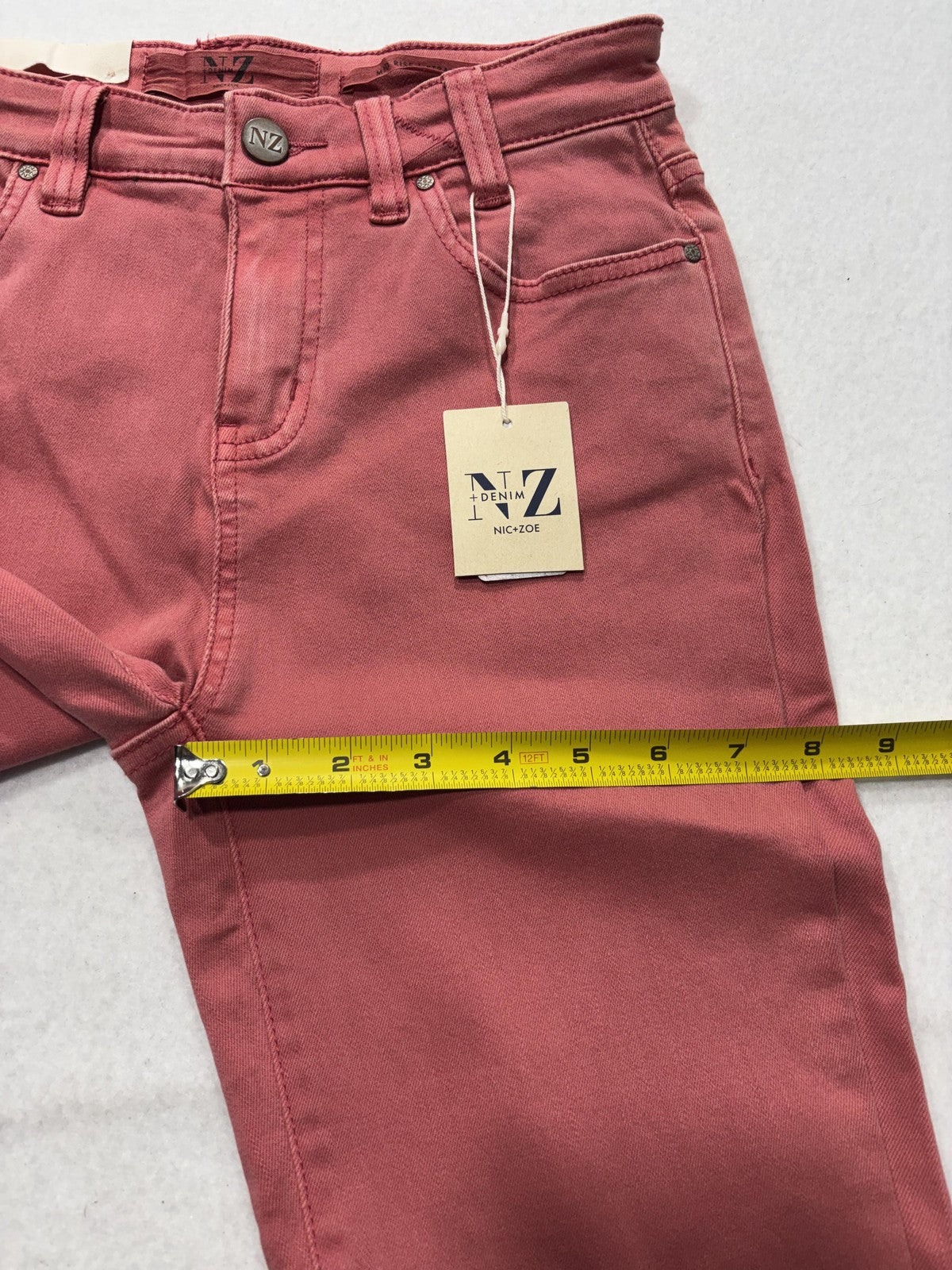 NIC+ZOE Jeans Womens 25 Red Mid Rise Straight Denim NZ Logo 5 Pocket 25x28.5