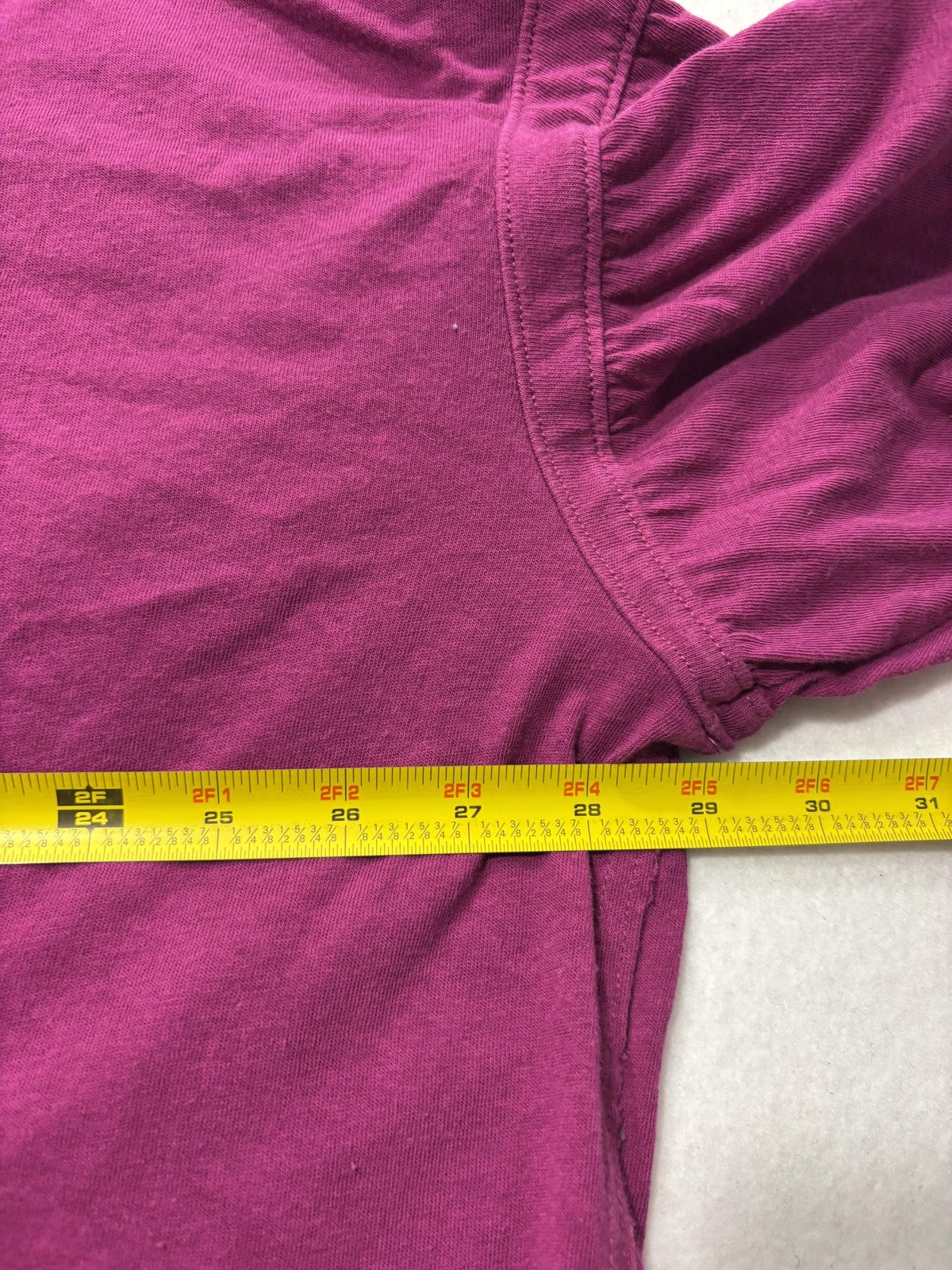 We The Free Shirt Womens Medium Purple Scoop Neck Long Balloon Sleeve Cropped