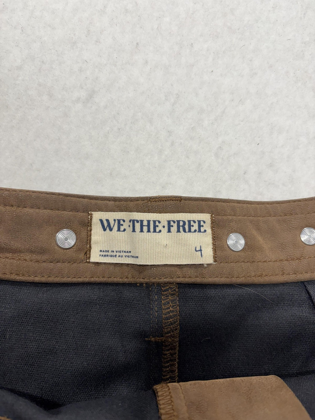 We The Free Skirt Womens 4 Brown Faux Leather Studded Mini Zip Pockets Biker