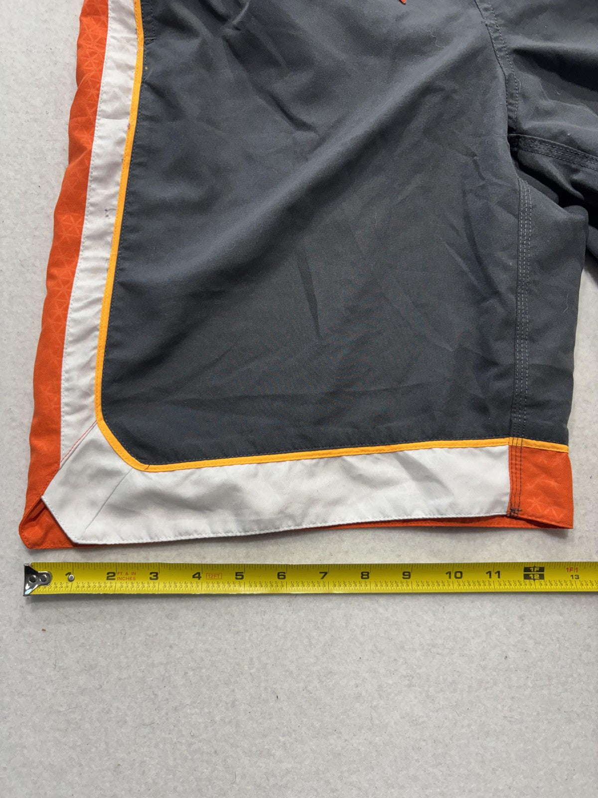 Nike Swim Shorts Mens Large Gray Orange Colorblock Lined Elastic Waist Tie