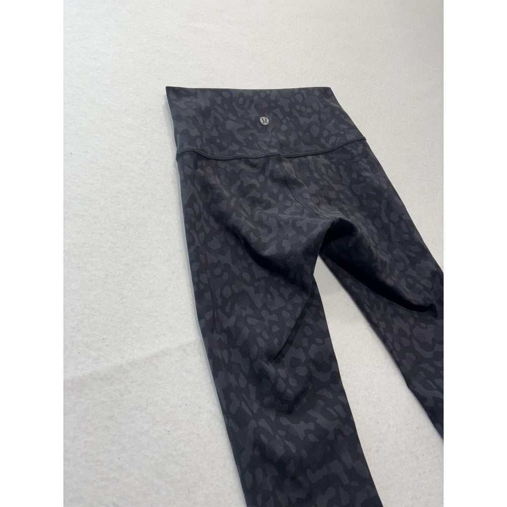 Lululemon Leggings Womens 4 Black Camo High Rise Cropped 23" Inseam Yoga Stretch