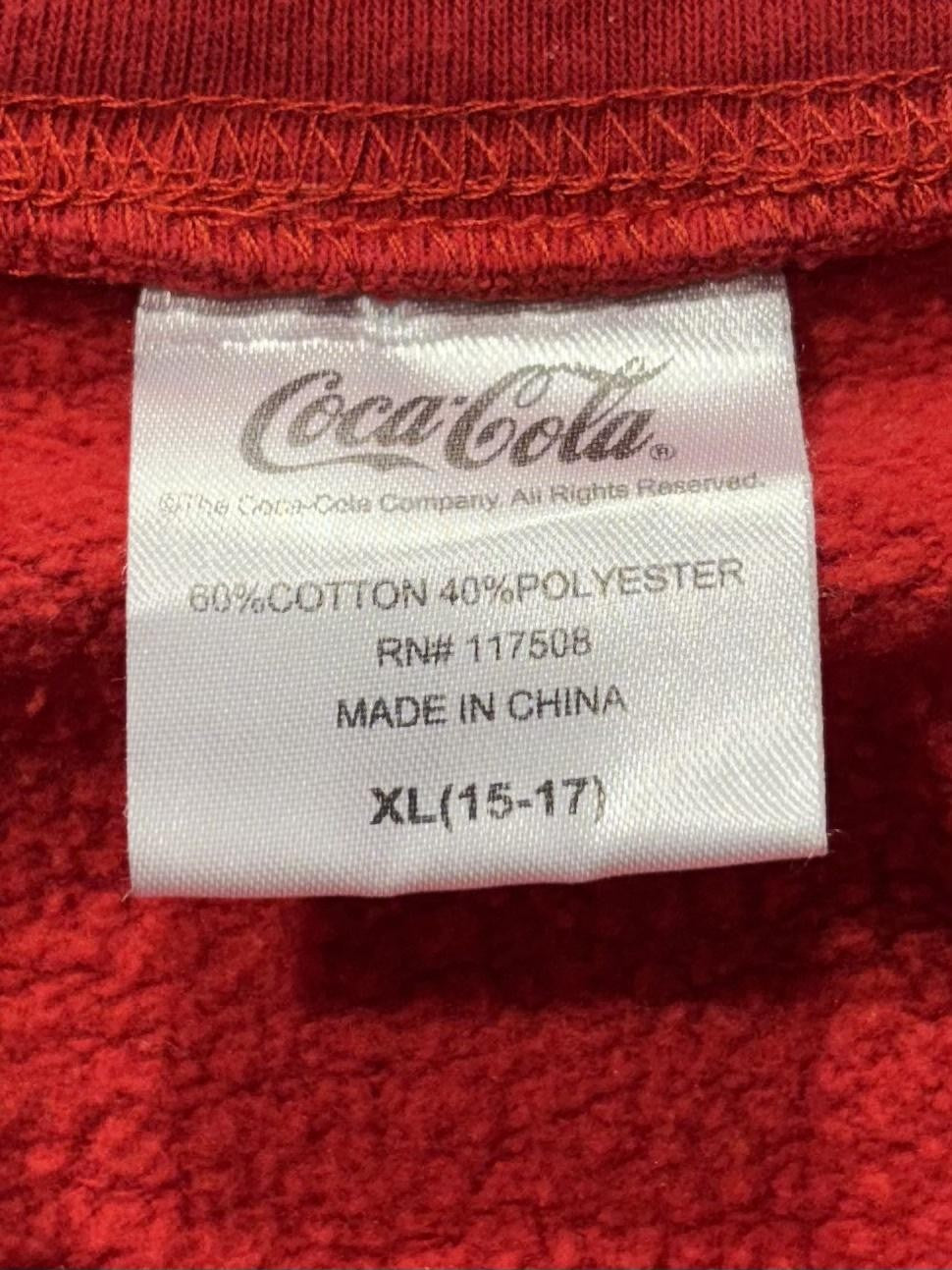Coca-Cola Sweatshirt Unisex Kids XL Red Crew Neck Classic Logo Fleece Pullover