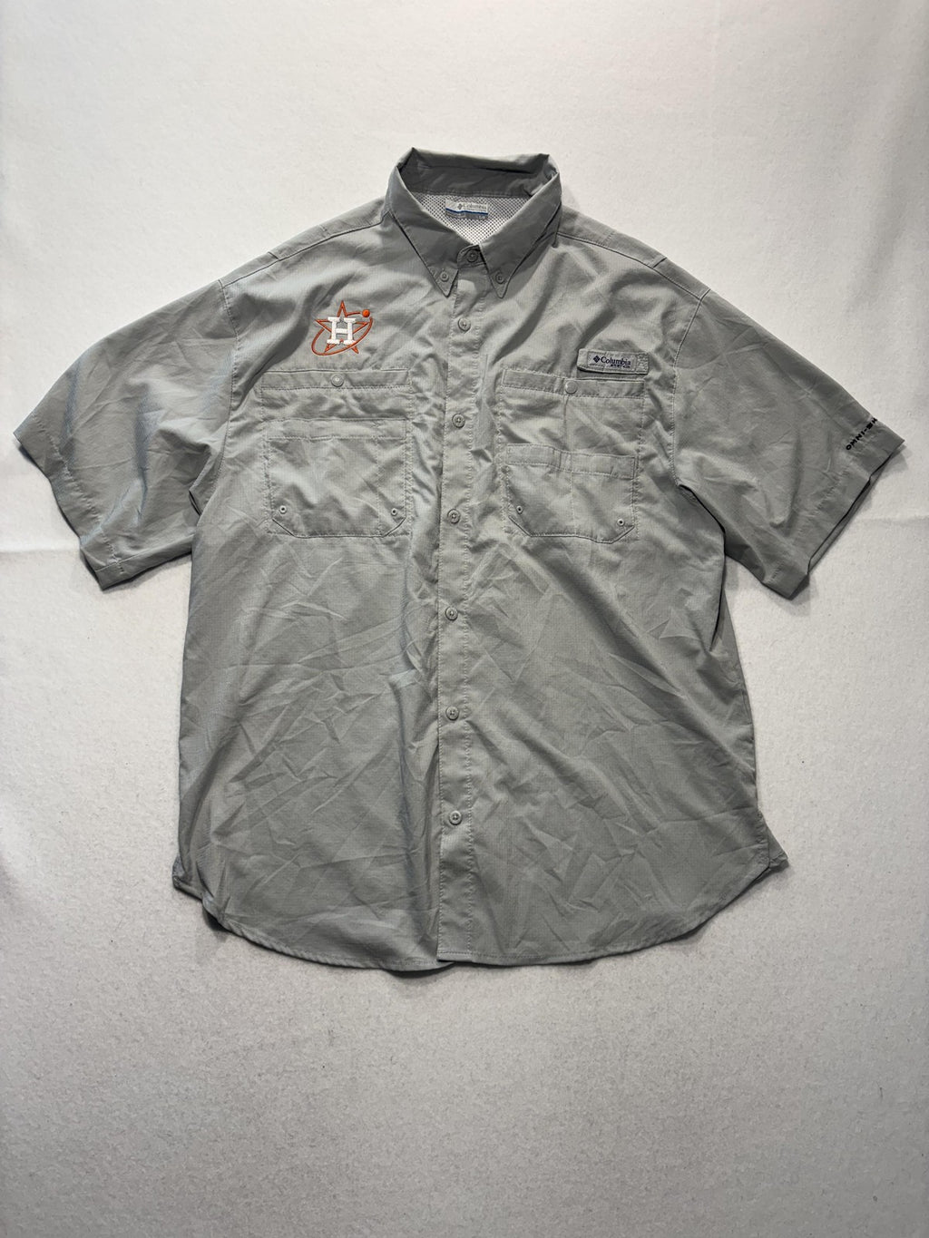 Houston Astros Shirt Mens Large Gray MLB Baseball Columbia PFG Omni Shade
