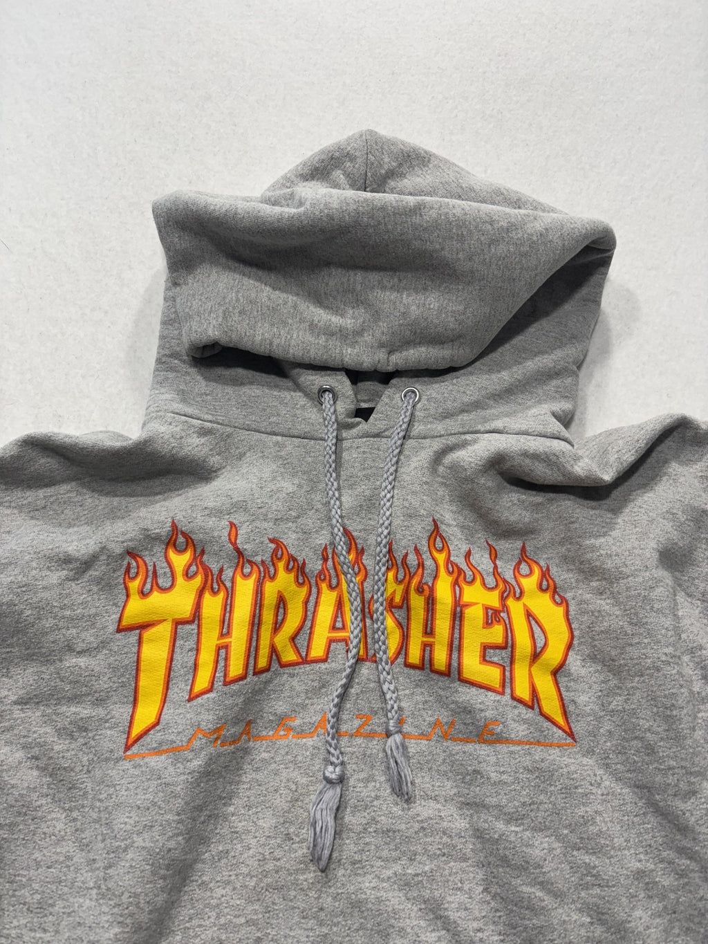 Thrasher Hoodie Mens Small Gray Flame Logo Fleece Pullover Kangaroo Pocket Skate