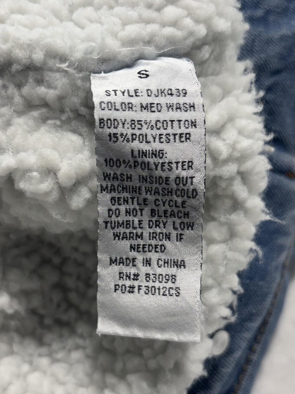 CI SONO Sherpa Lined Denim Jacket Juniors S Blue DJK939 Mid Length Trucker Coat