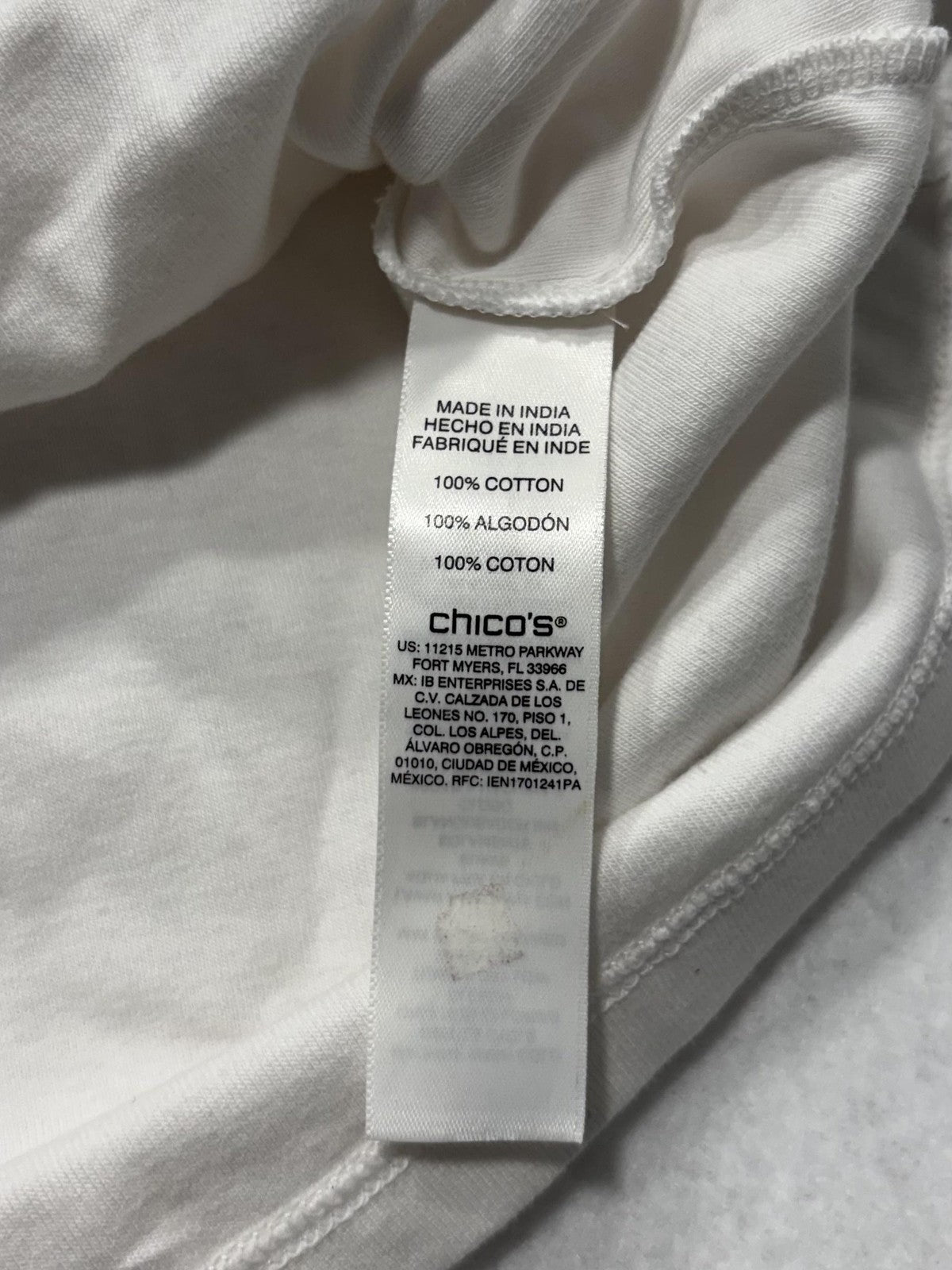 By Chico's Shirt Womens 1 White V Neck Short Sleeve Cotton Tee Basic Casual