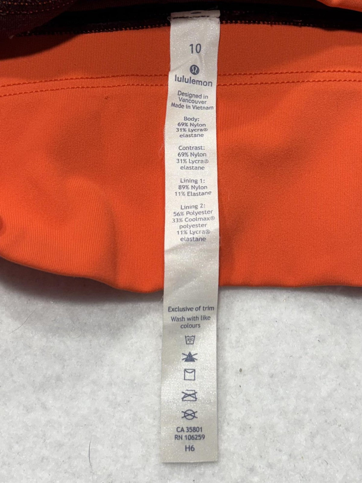 Lululemon Sports Bra Womens 10 Burgundy Orange Colorblock Longline Top Athletic