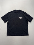 Emporio Armani Shirt Mens Medium Black Embroidered Eagle Logo Back Spell Out