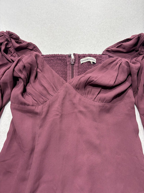 Abercrombie & Fitch Dress Womens Small Purple Sweetheart Puff Sleeve Flare Mini