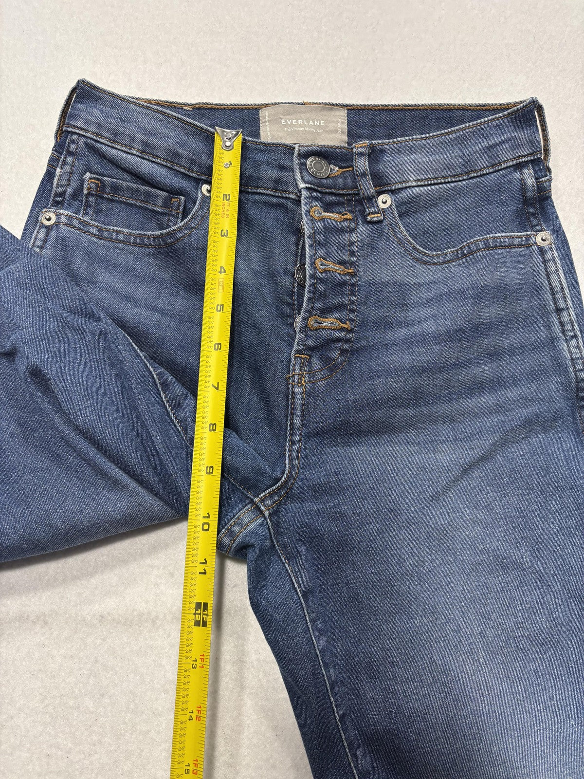 Everlane Jeans Womens 25 Ankle Blue High Rise Skinny Stretch Raw Hem 25x27