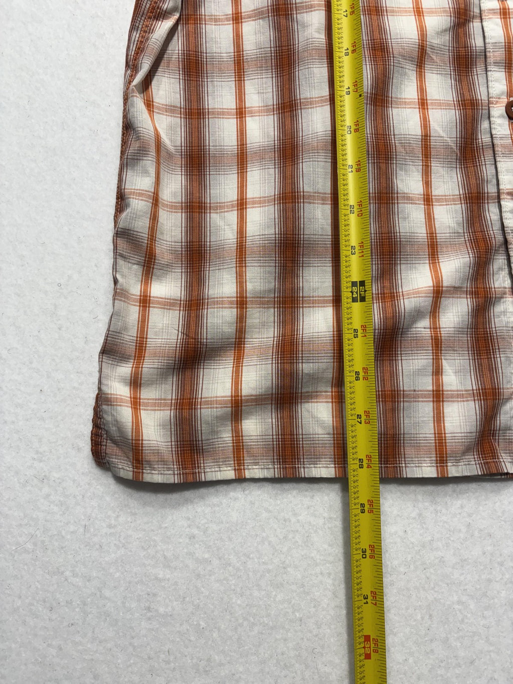 The North Face Shirt Mens Medium Orange Plaid Short Sleeve Button Up Casual