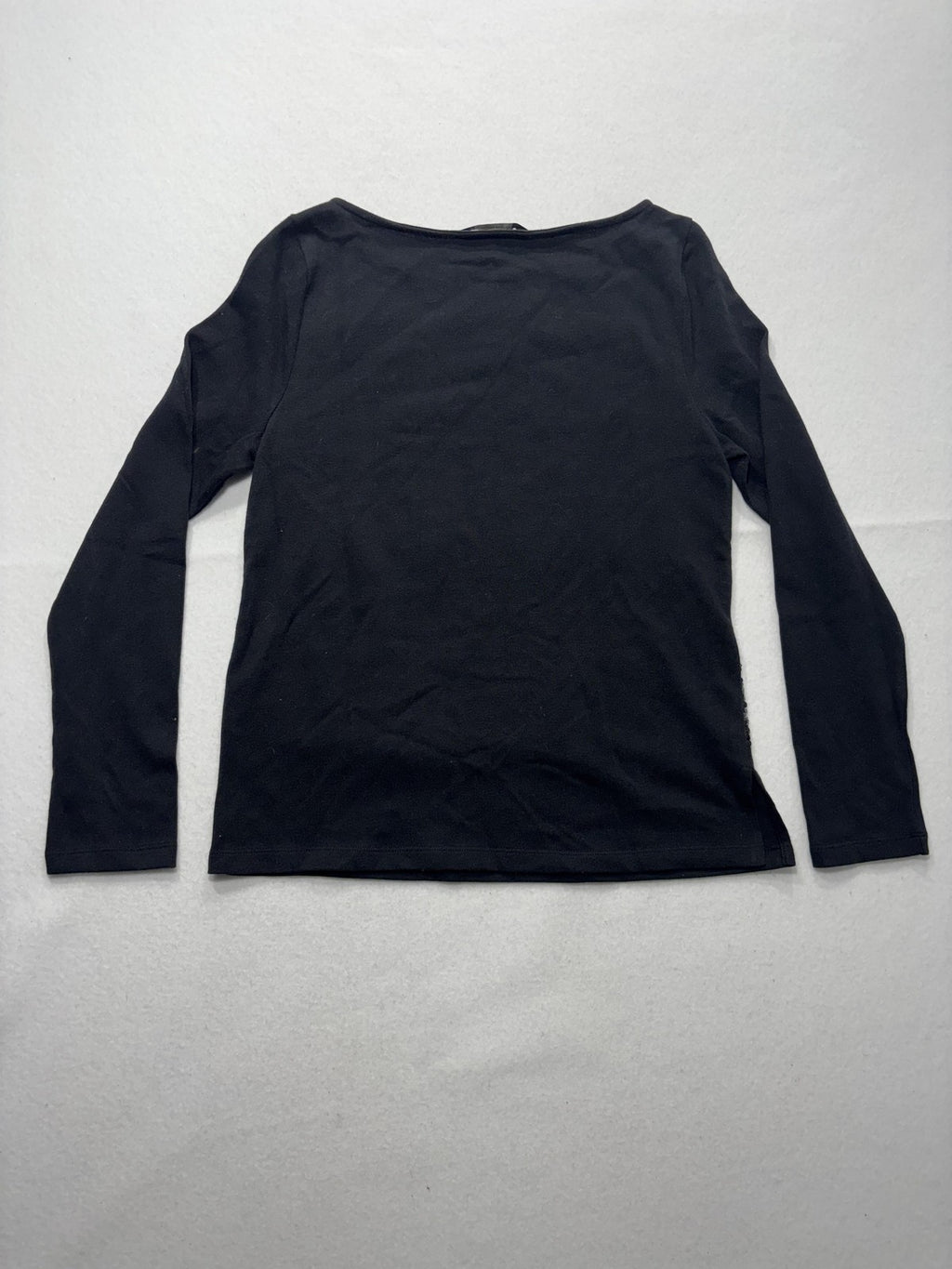 Banana Republic Top Womens XS Black Sequin Stripe Boat Neck Long Sleeve Party