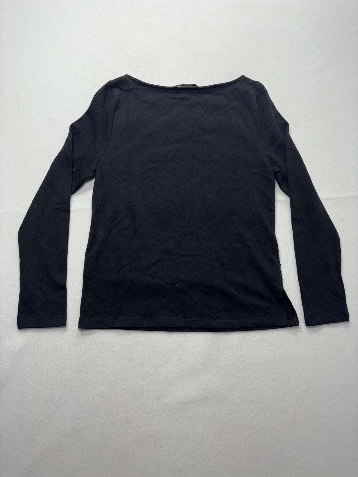 Banana Republic Top Womens XS Black Sequin Stripe Boat Neck Long Sleeve Party