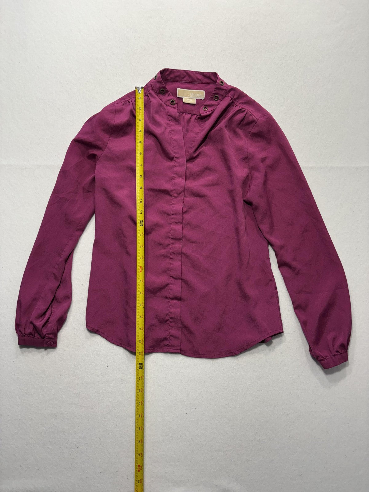 MICHAEL Michael Kors Top Womens P/S Pink Stud Neck Long Sleeve Button Blouse