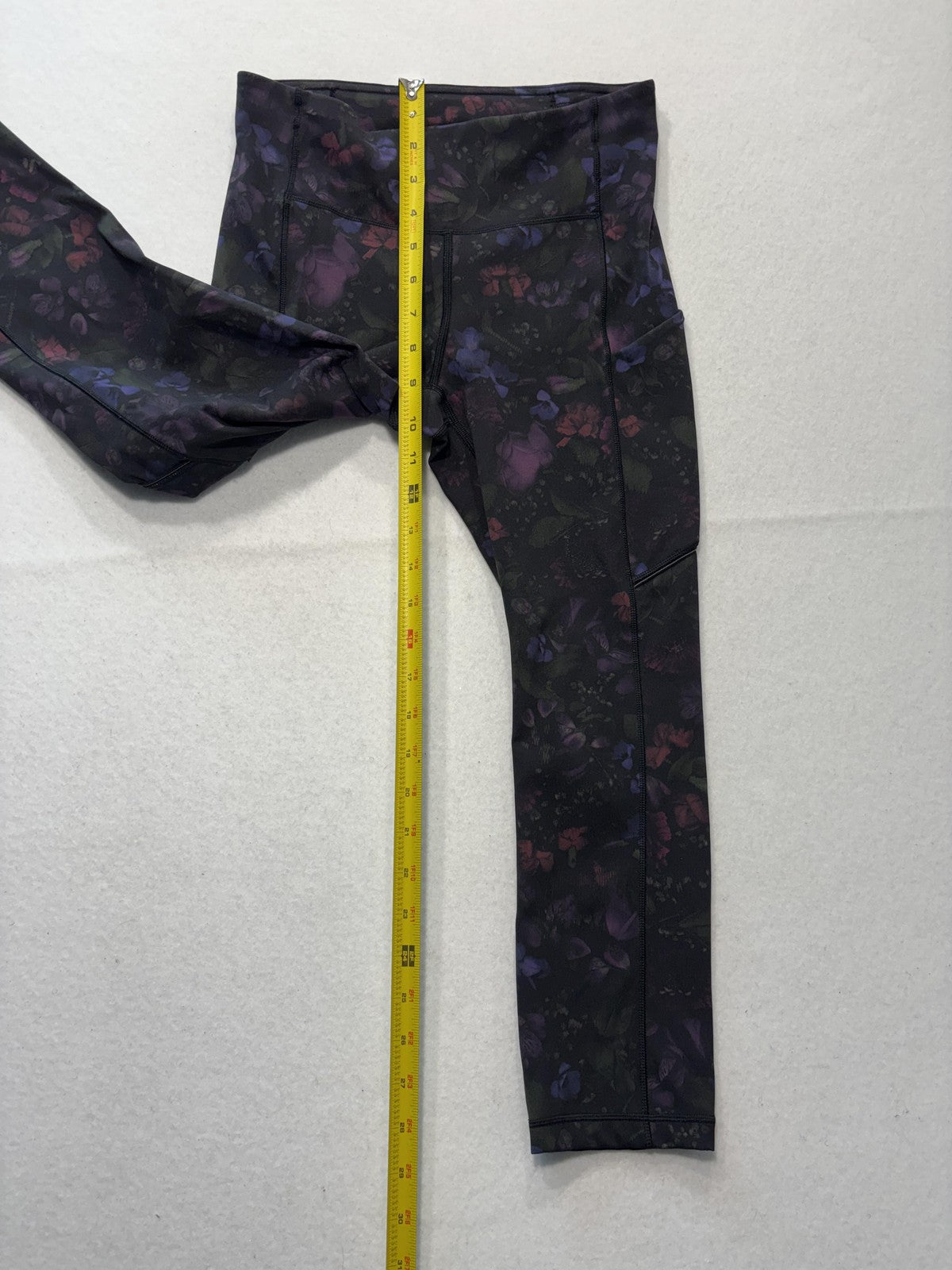 Lululemon Leggings Womens 4 Black Floral High Rise Pocket Ankle Stretch Athletic