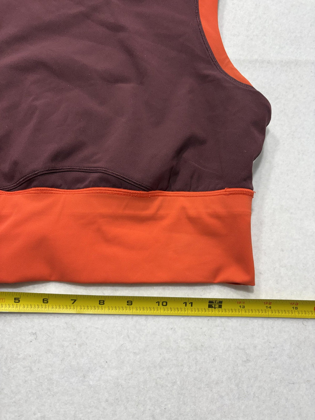 Lululemon Sports Bra Womens 10 Burgundy Orange Colorblock Longline Top Athletic