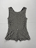 Banana Republic Tank Top Womens 4 Black White Stripe Peplum Stretch Knit Work