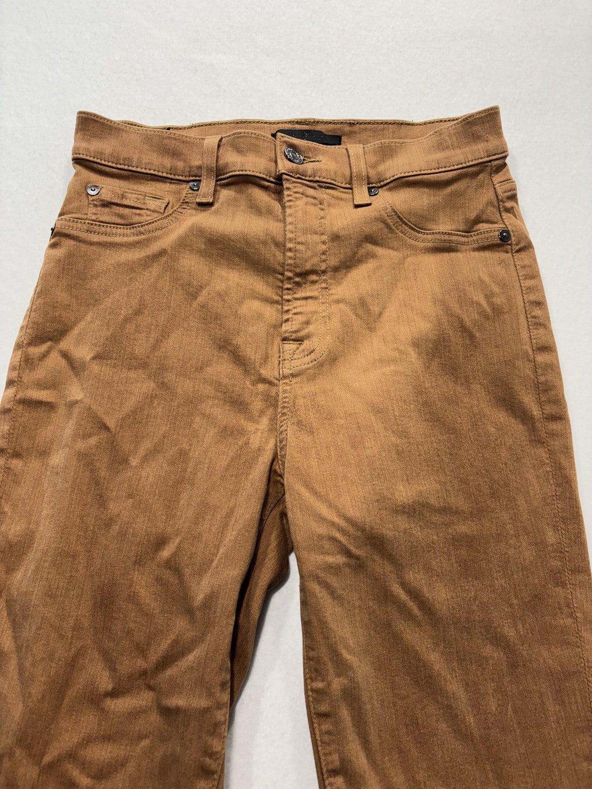 7 For All Mankind Jeans Womens 29 Brown Medium Wash Bootcut Distressed 29x32.5