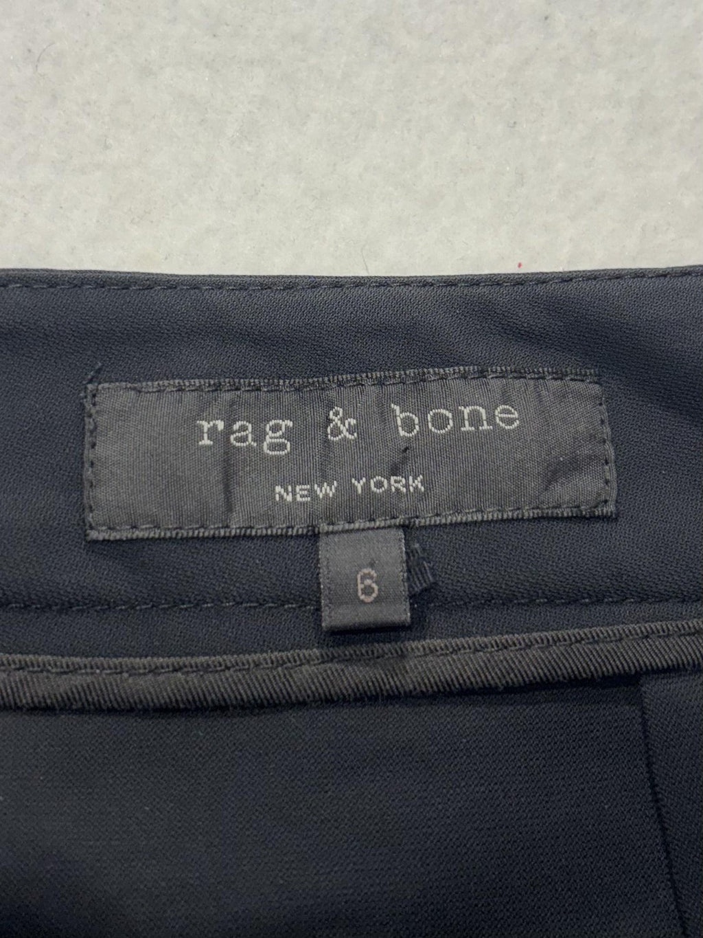 Rag & Bone Pants Womens 6 Black Cropped Straight Leg Cuffed Trousers Pockets