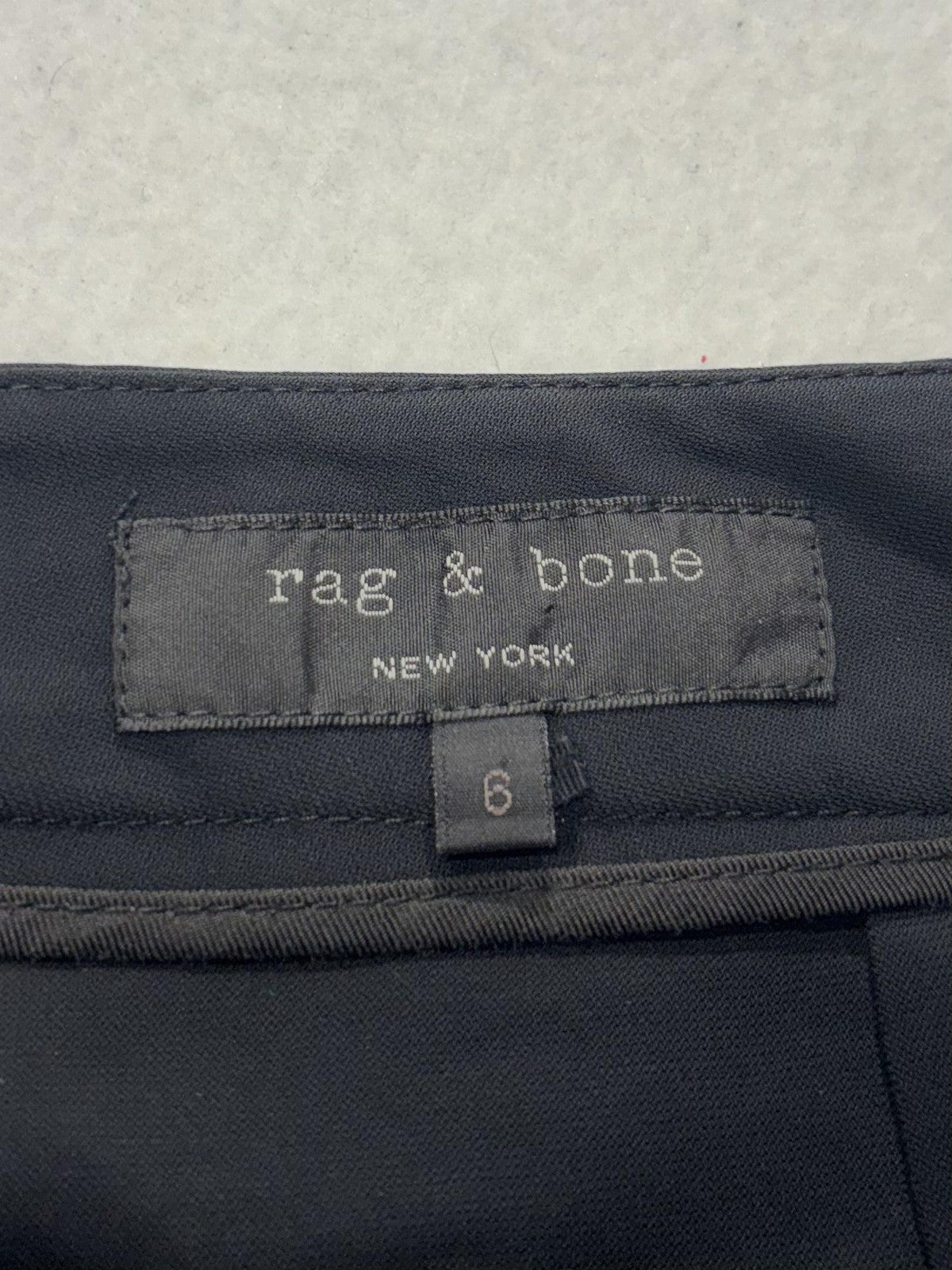 Rag & Bone Pants Womens 6 Black Cropped Straight Leg Cuffed Trousers Pockets