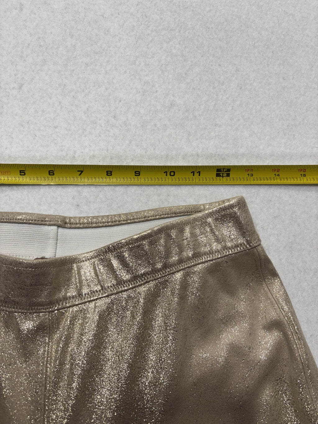 Free People Leggings Womens 27 Gold Mid Rise 31.5" Inseam Ankle Metallic Stretch