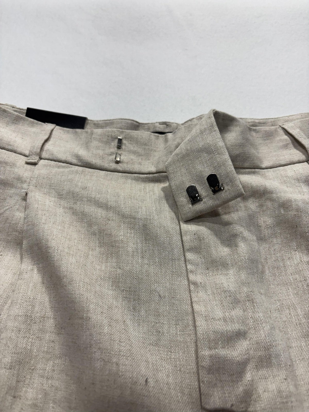 Banana Republic Dress Pants Womens 14 Beige Linen Wide Leg High Rise Relaxed