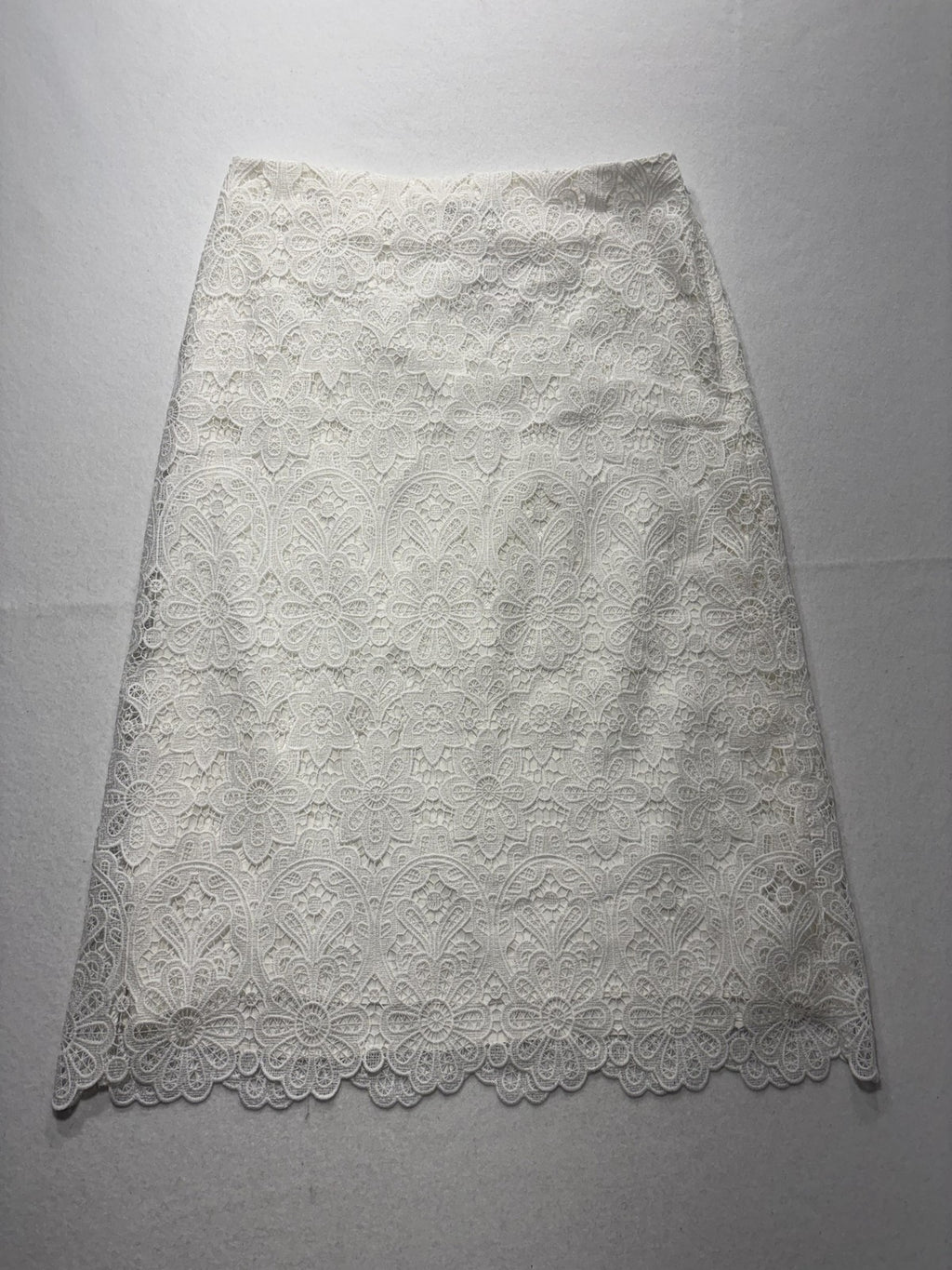Abercrombie & Fitch Skirt Womens Large White Floral Lace Lined Midi Bridal
