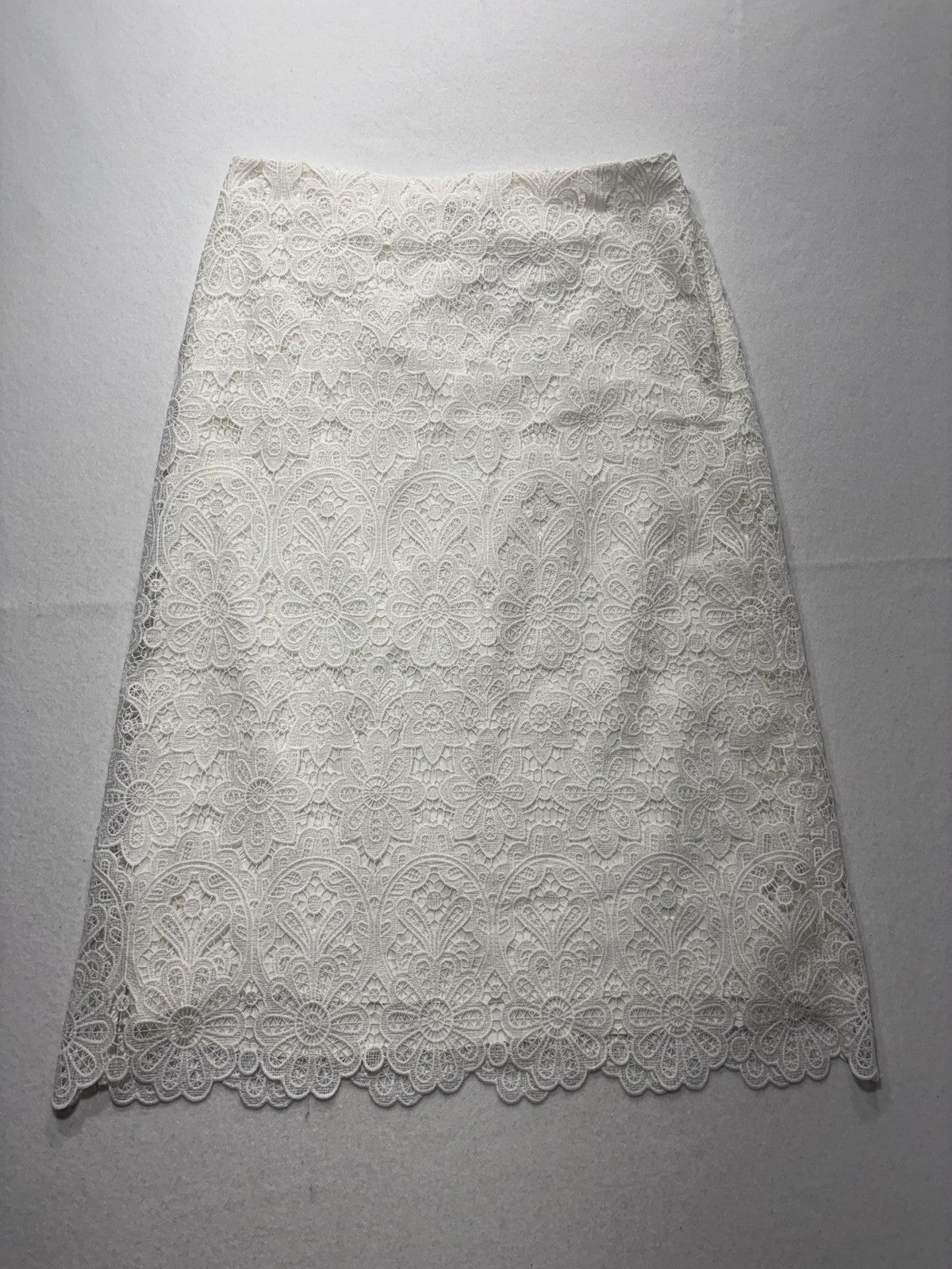 Abercrombie & Fitch Skirt Womens Large White Floral Lace Lined Midi Bridal