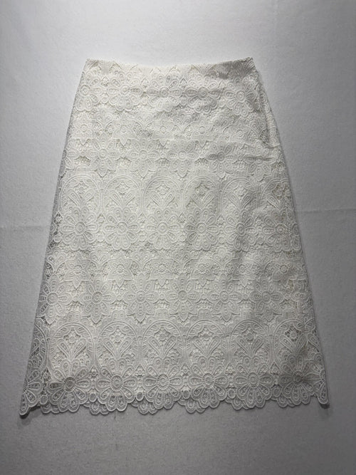 Abercrombie & Fitch Skirt Womens Large White Floral Lace Lined Midi Bridal