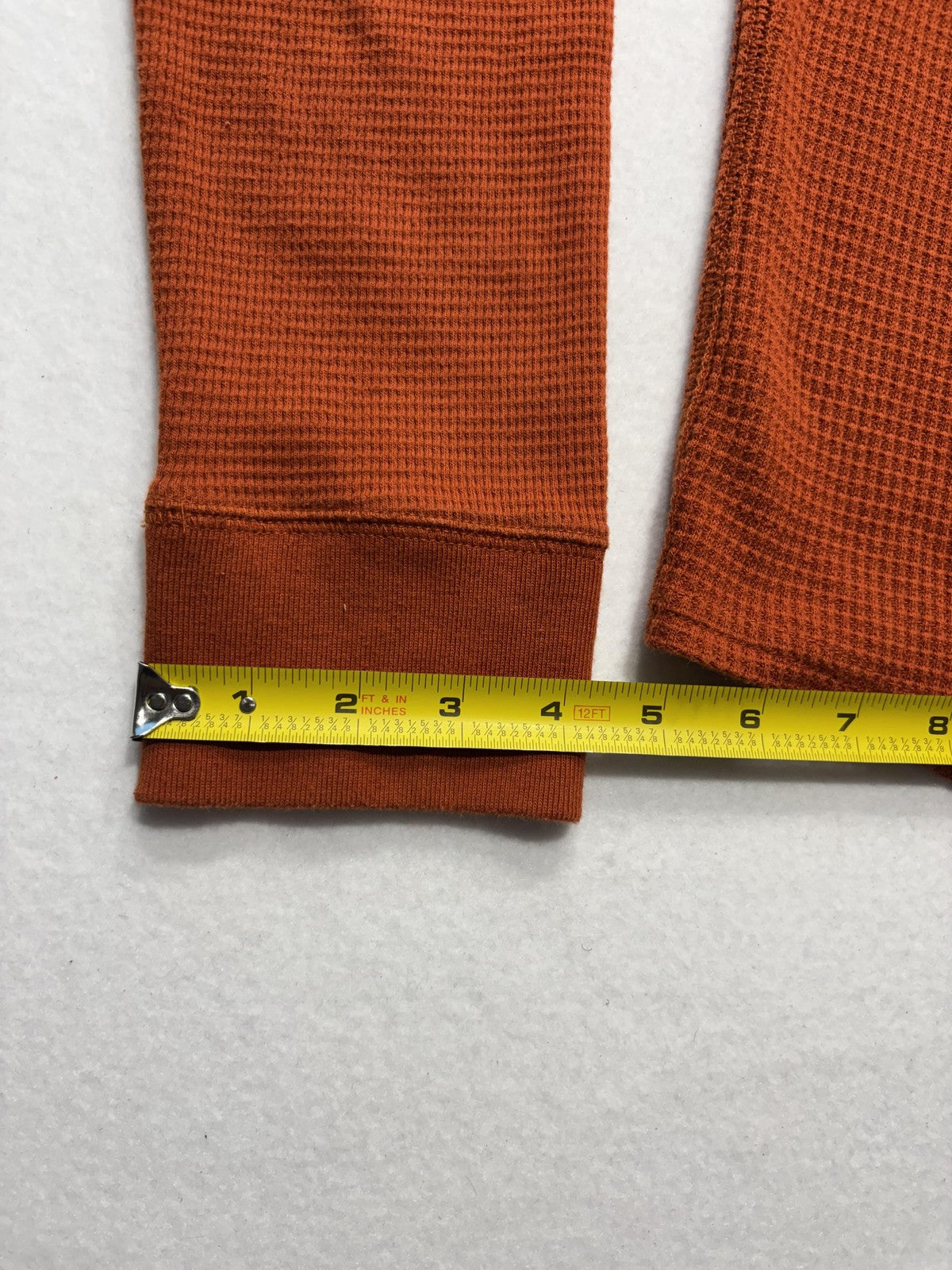 Banana Republic Shirt Mens Medium Orange Thermal Waffle Knit Long Sleeve Tee