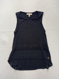 MICHAEL Michael Kors Tank Womens Medium Black Scoop Neck Chiffon Hem Tunic Top