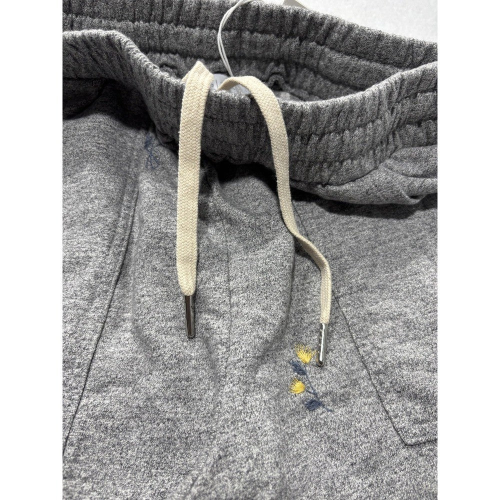 AG Sweat Shorts Womens Small Gray Embroidered Floral Knit Casual Elastic Waist