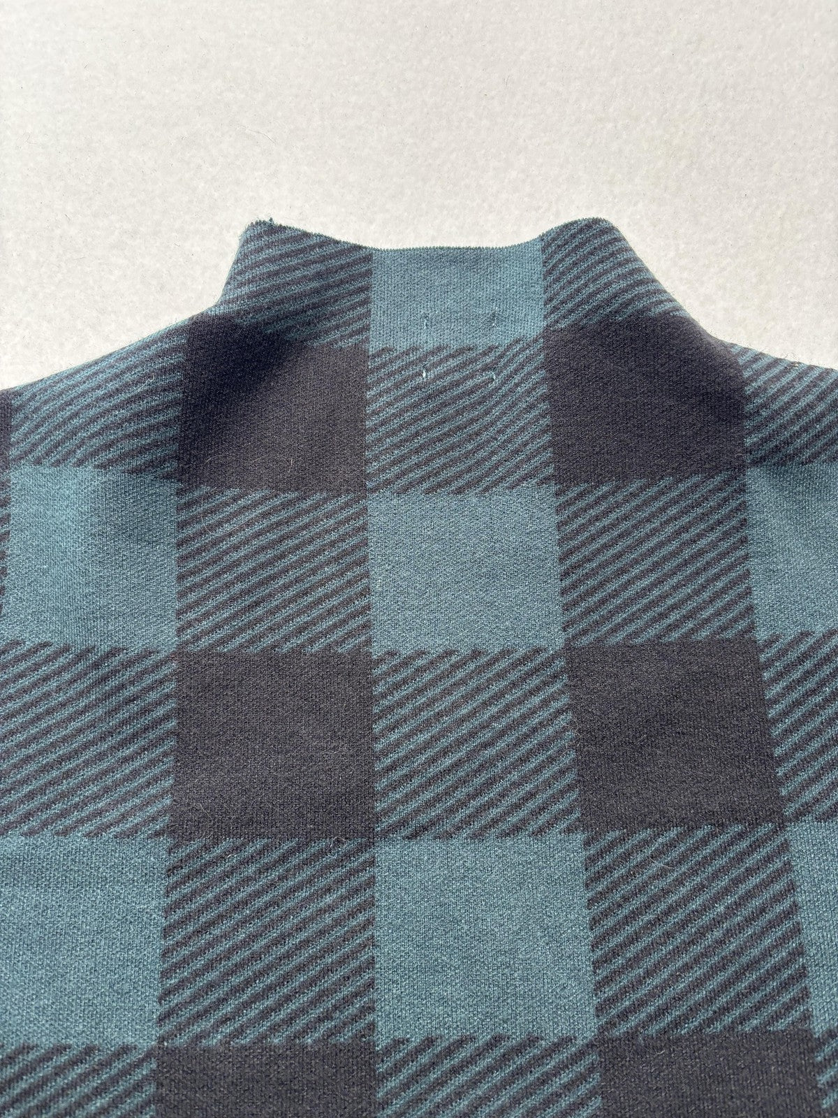 Anne Klein Sweater Womens XL Green Plaid Mock Neck 3/4 Sleeve Knit Pullover