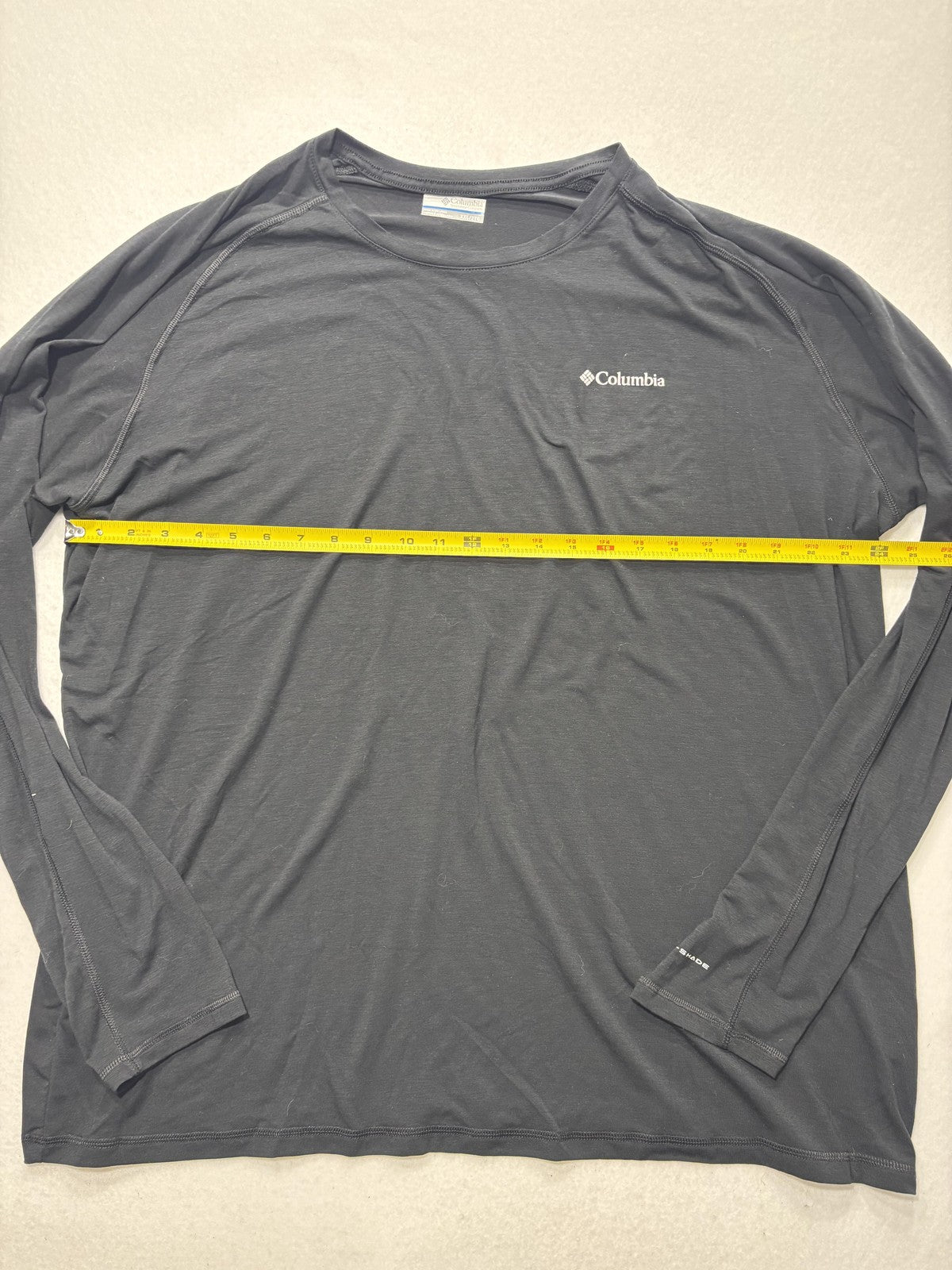 Columbia Shirt Mens 2XL Black Long Sleeve Raglan Stretch Jersey Tee Lightweight