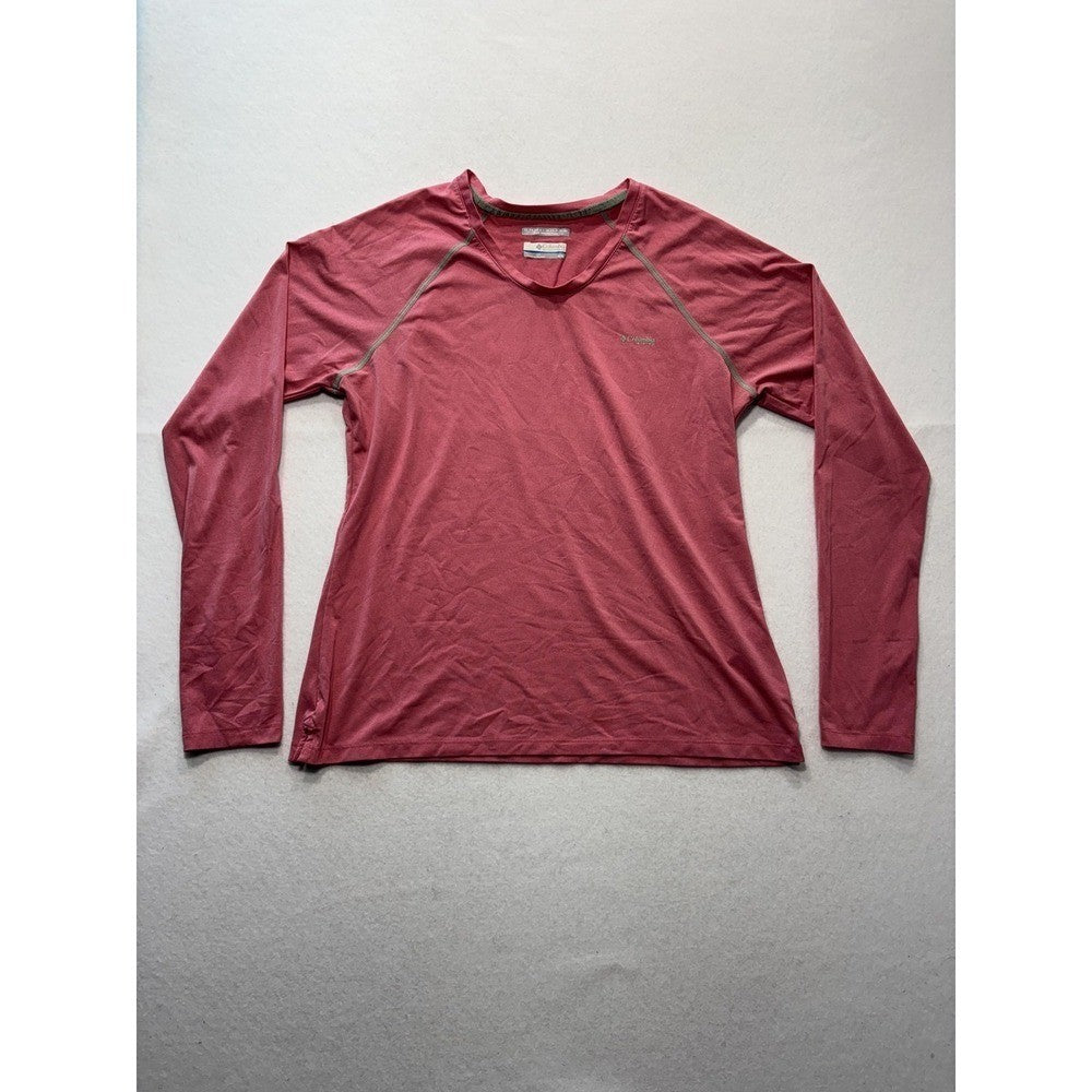 Columbia PFG Omni-Shade Shirt Womens M Pink Crew Neck Long Sleeve Sun Protection