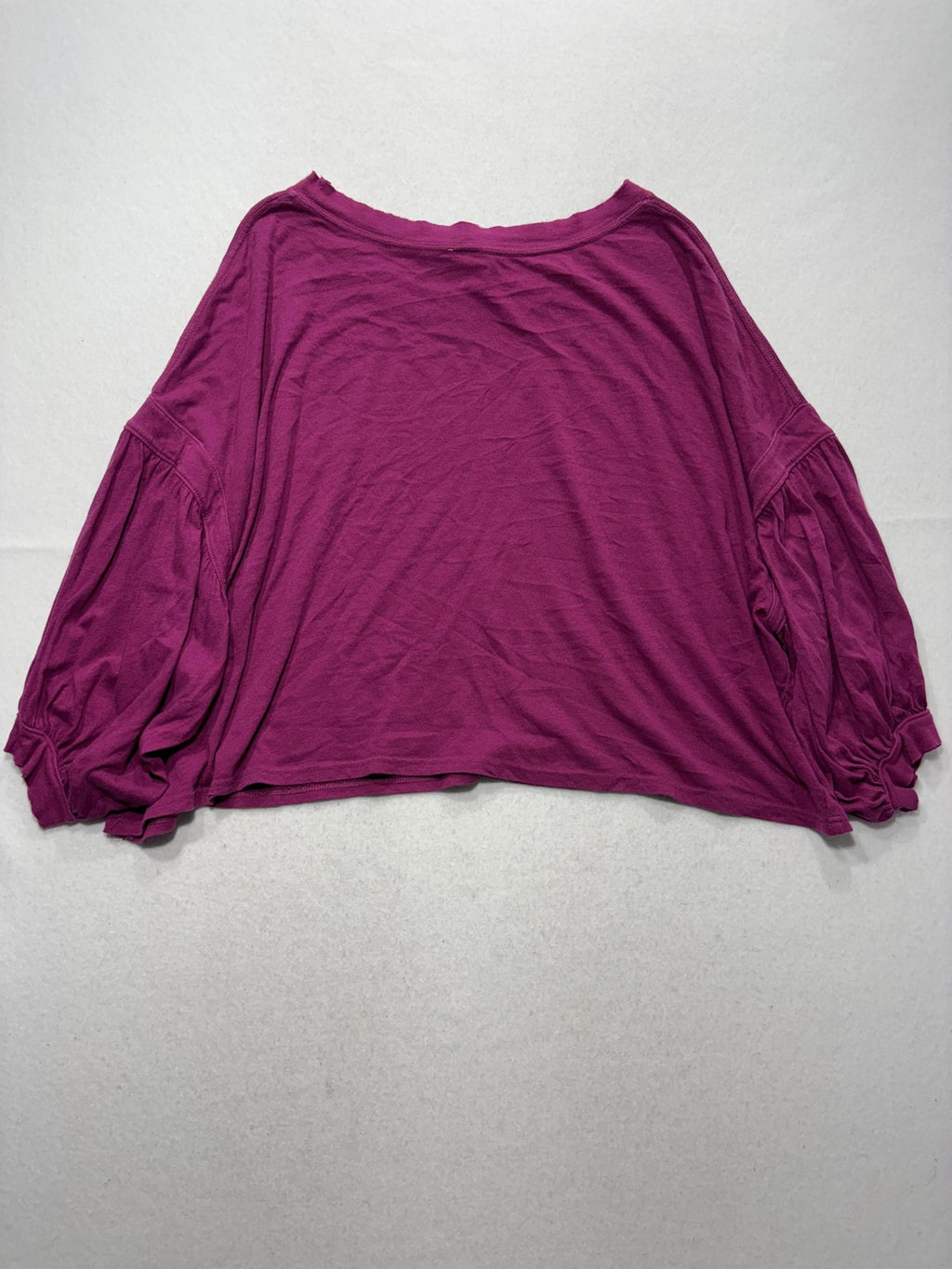 We The Free Shirt Womens Medium Purple Scoop Neck Long Balloon Sleeve Cropped