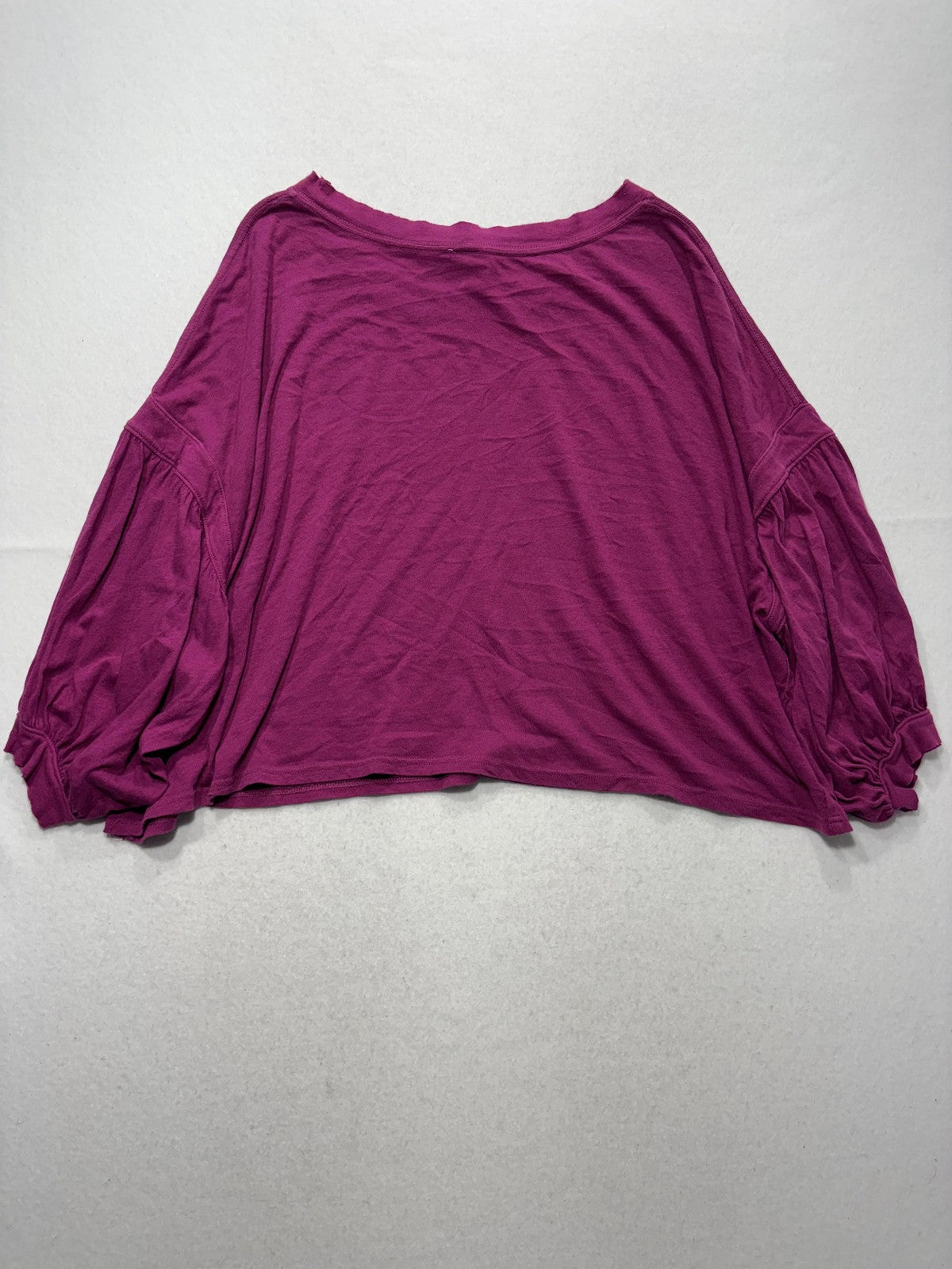 We The Free Shirt Womens Medium Purple Scoop Neck Long Balloon Sleeve Cropped