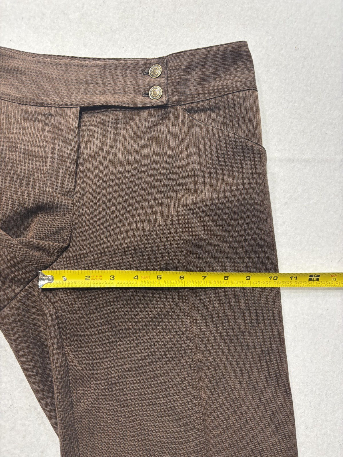 MICHAEL Michael Kors Shorts Womens 10 Brown Herringbone Bermuda Cuffed Twill