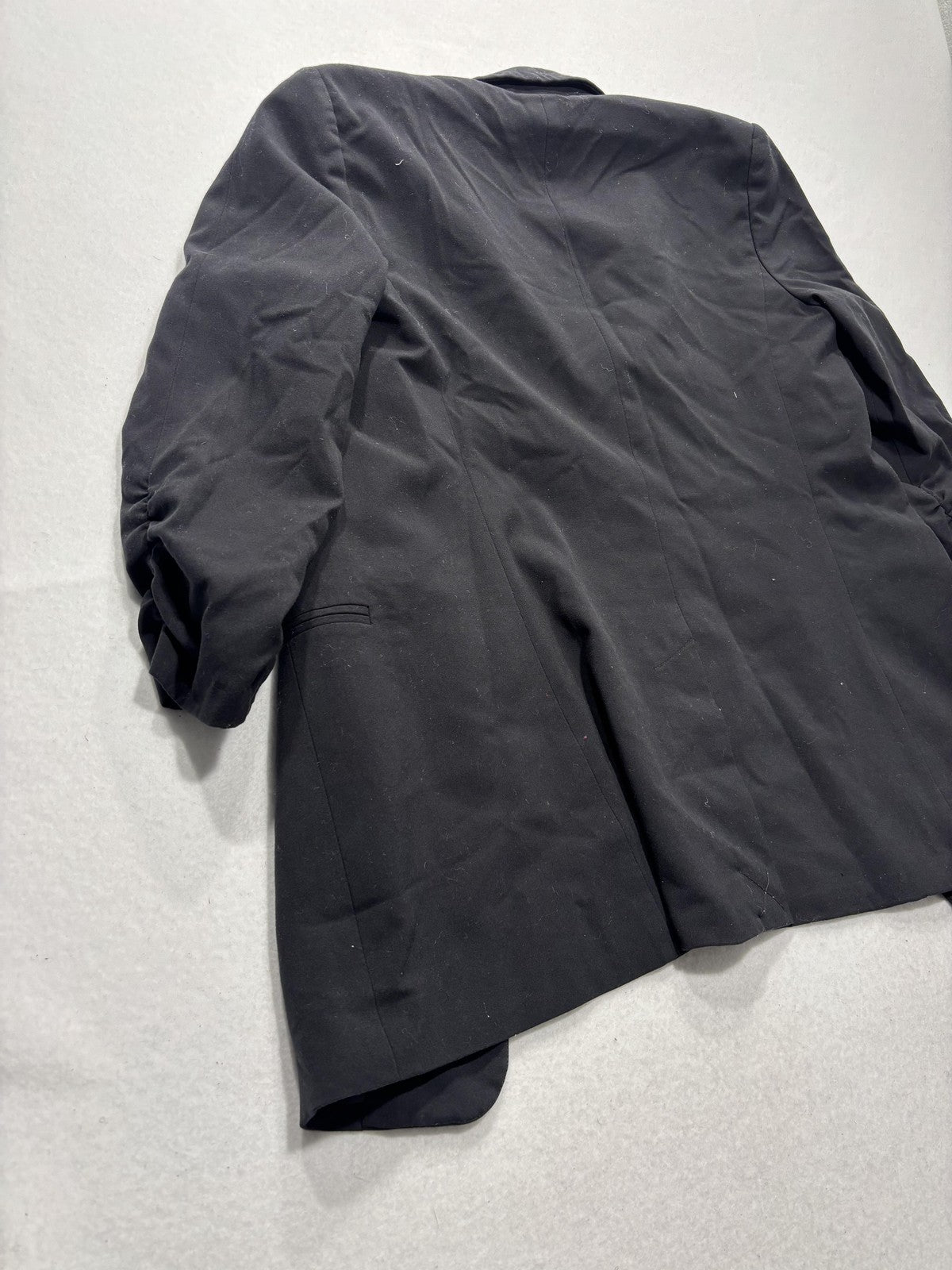 MICHAEL Michael Kors Blazer Womens 8 Black Long One Button Ruched Sleeve Stretch
