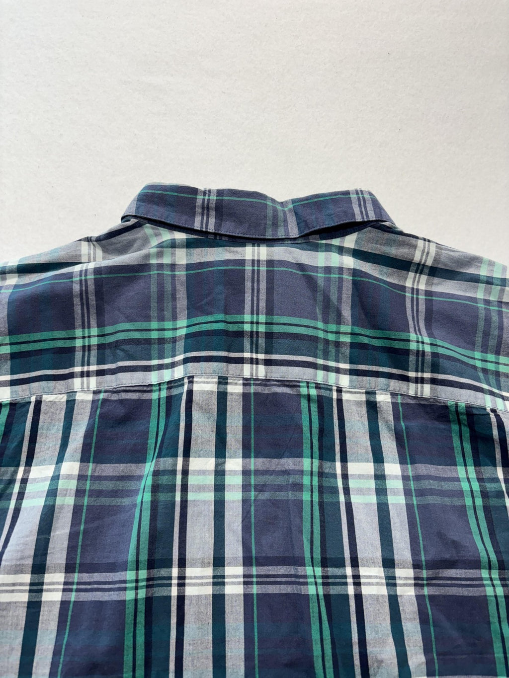 Columbia Shirt Mens Large Blue Green Plaid Short Sleeve Button Up Casual Stretch