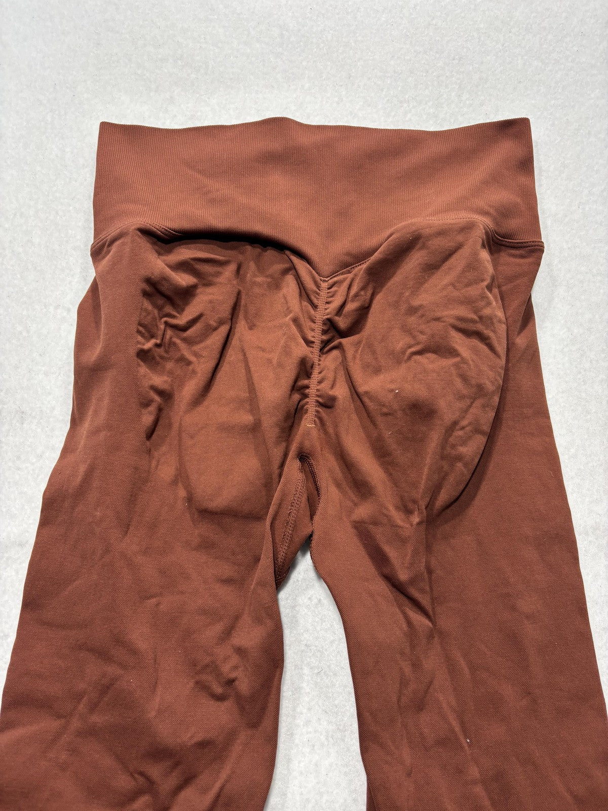 Unbranded Brown High Rise Ruched Back Ankle Leggings Womens M Stretch Athletic