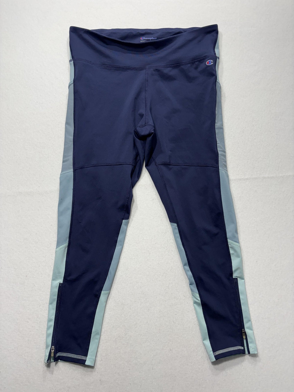 Champion Leggings Womens XL Blue Colorblock Zip Ankle Authentic Athleticwear