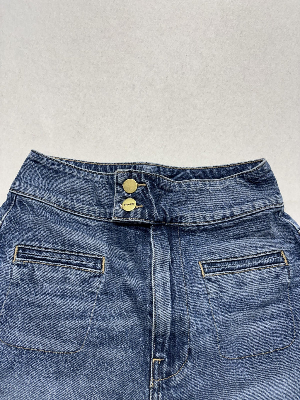 FRAME Shorts Womens 25 Blue Le Hardy Short High Rise Mom Denim Zip Fly