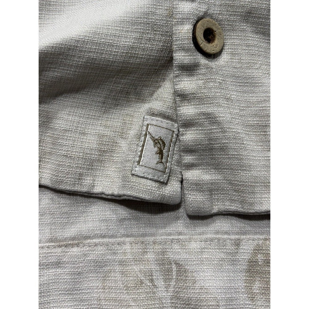 Tommy Bahama Shirt Mens Medium Beige Floral Silk Short Sleeve Button Up Tropical