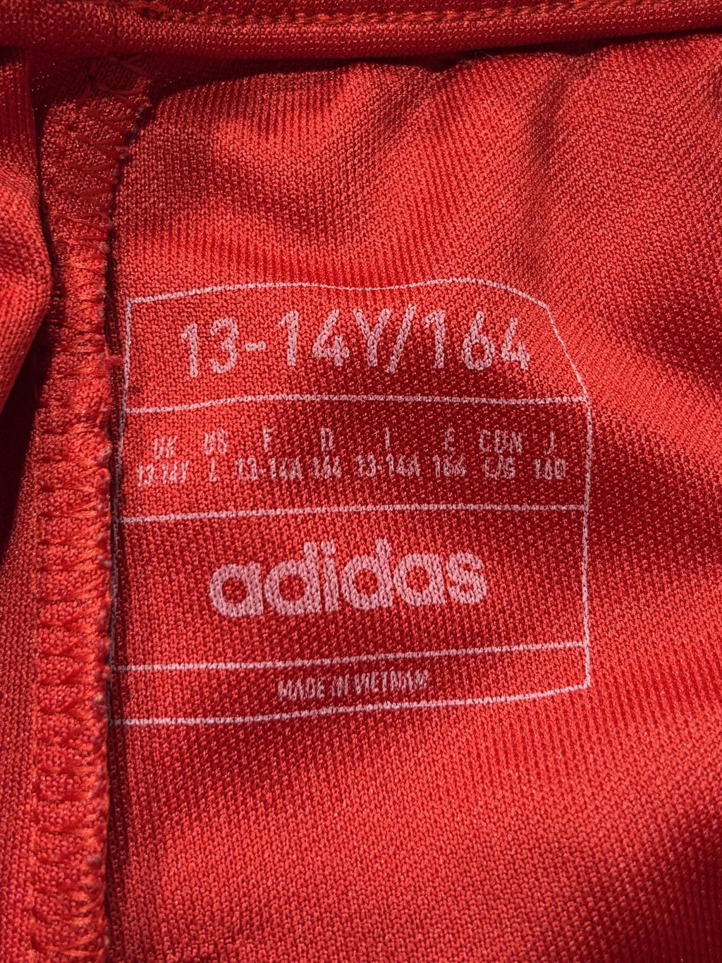 Adidas Track Pants Unisex Kids 13-14Y Red AEROREADY Ankle Zip 3 Stripe Soccer
