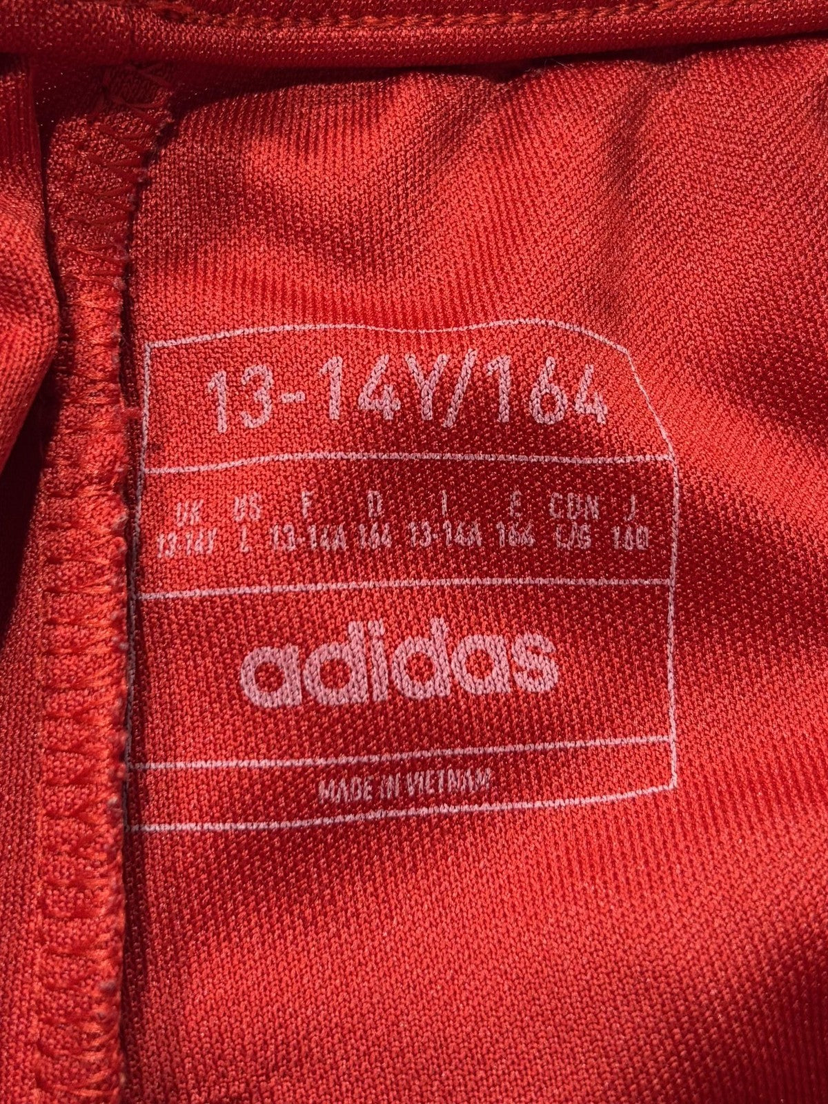 Adidas Track Pants Unisex Kids 13-14Y Red AEROREADY Ankle Zip 3 Stripe Soccer