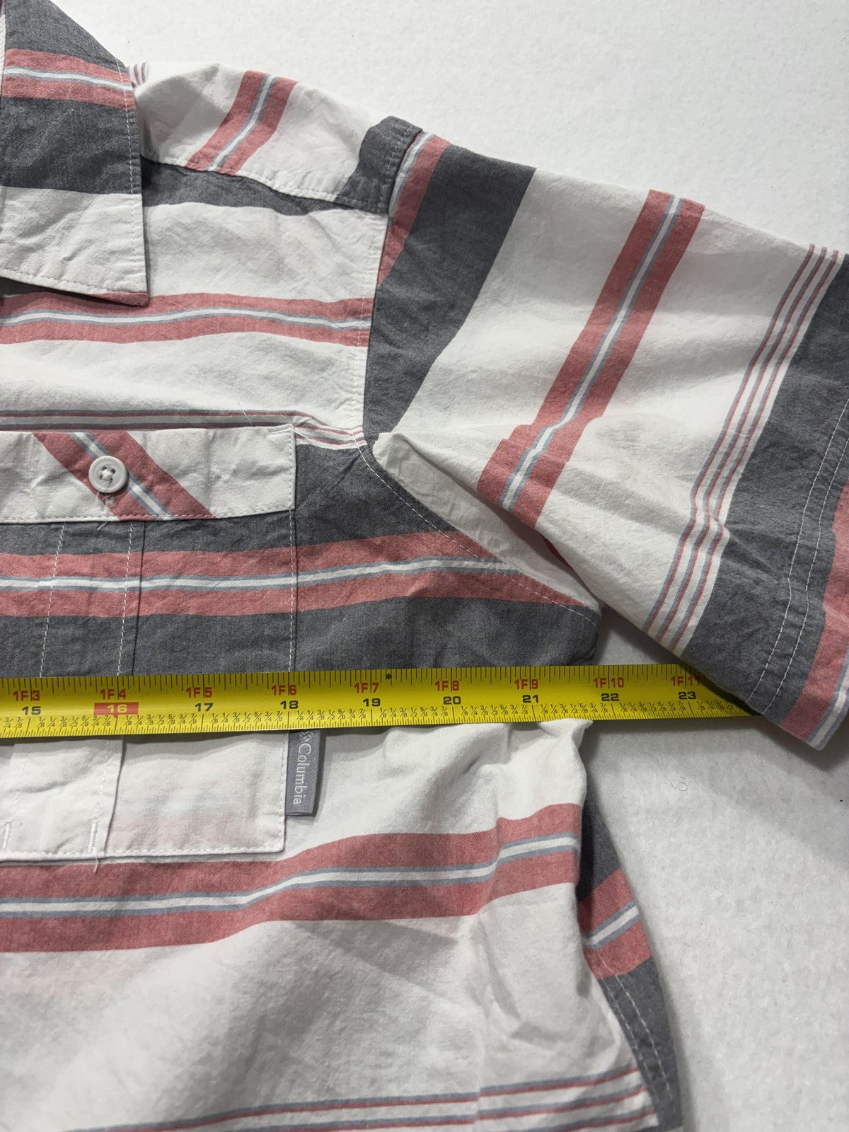 Columbia Shirt Mens Large Multicolor Striped Short Sleeve Button Up Casual